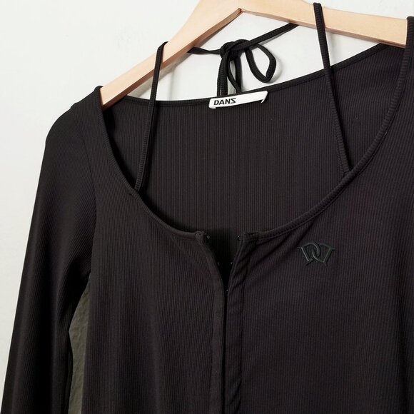 Danz New York FIR Hook & Eye Long Sleeve Top with Front Tie Slit Long Sleeves 38 - Picture 13 of 16